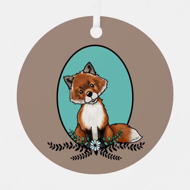 KiniArt Sweet Fox Ornament Aus Metall (Vorderseite)