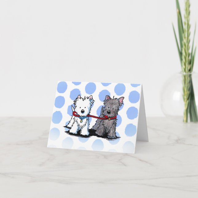 KiniArt Terrier Walking Buddies Card Dankeskarte (Vorderseite)