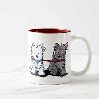KiniArt Terrier Walking Buddies Zweifarbige Tasse