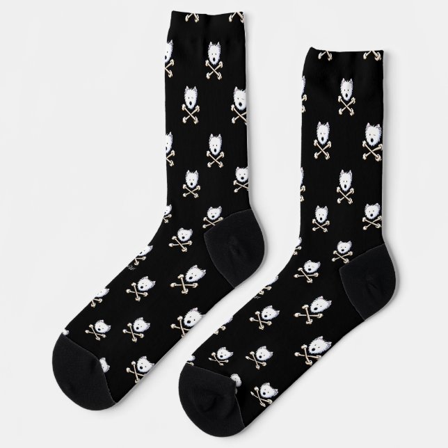 KiniArt Torrid Crossbone Westie Socken (Linkes Detail)