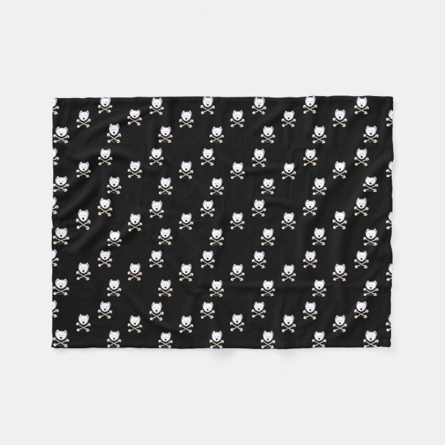 KiniArt Torrid Westie Crossbones Fleece Blanket (Vorderseite (Horizontal))