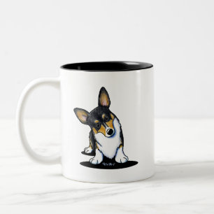 KiniArt Tri Curious Corgi Zweifarbige Tasse