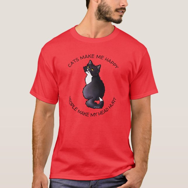 KiniArt Tuxedo Kitty Cat Lover T - Shirt (Vorderseite)