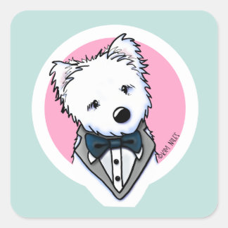 KiniArt Tuxedo Westie Quadratischer Aufkleber