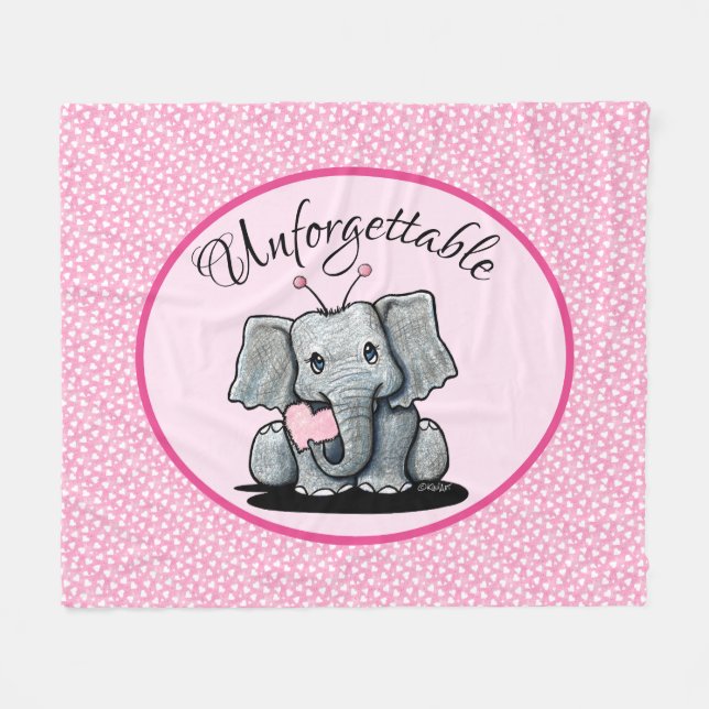 KiniArt Valentine Elephant Fleece Blanket (Vorderseite (Horizontal))