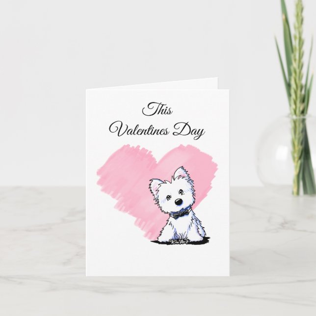 KiniArt Valentine Westie Bowtie Feiertagskarte (Vorderseite)