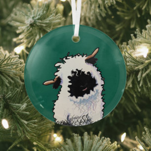 KiniArt Wallis Blwlese Sheep Glass Ornament