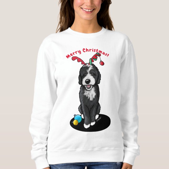 KiniArt Weihnachten Bernadoodle Sweatshirt (Vorderseite)