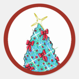 KiniArt Weihnachtsbaum Runder Aufkleber