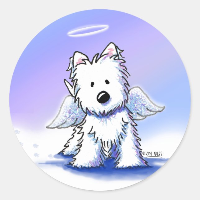 KiniArt Westie Angel Stickers (Vorderseite)