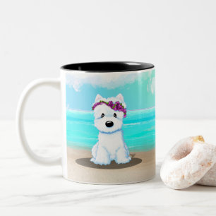 KiniArt ™️ Westie Beach Blossom Zweifarbige Tasse