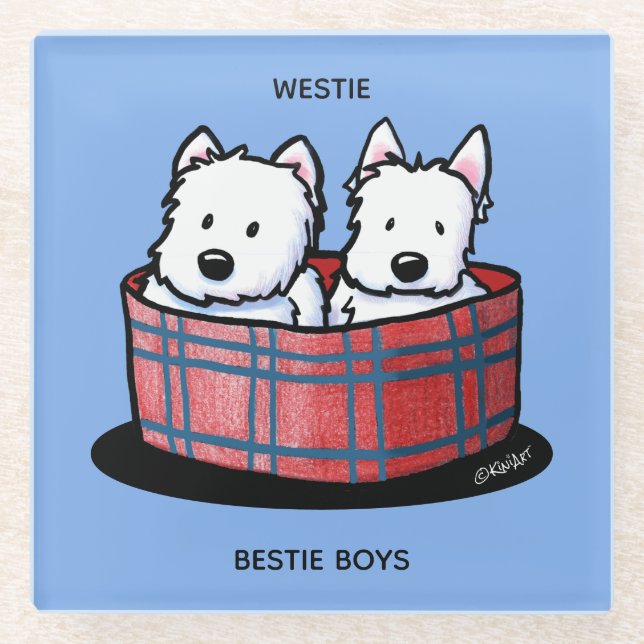 KiniArt Westie Besties Glasuntersetzer (Vorderseite)
