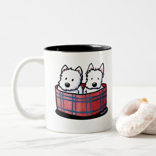 KiniArt Westie Besties Zweifarbige Tasse (Mit Donut)