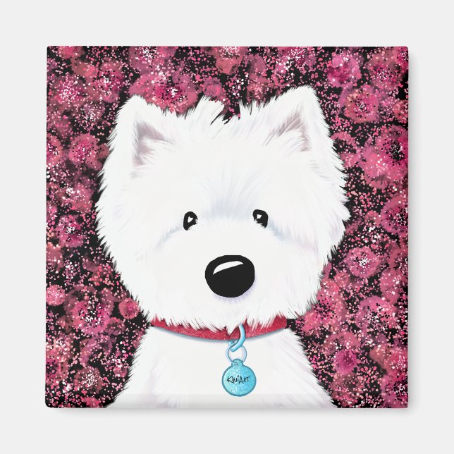 KiniArt Westie Blumenbilder Magnet (Vorne)