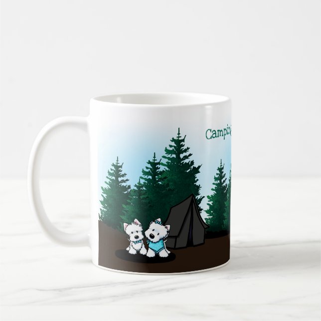 KiniArt Westie Camping Kaffee Tasse (Links)