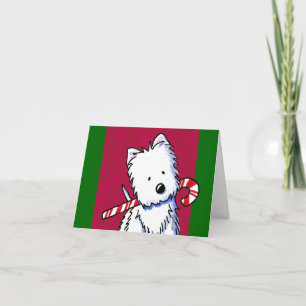 KiniArt Westie Candy Cane Weihnachtskarte Feiertagskarte