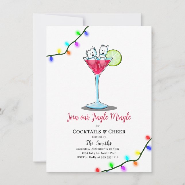 KiniArt Westie Christmas Party Invitations  (Vorderseite)