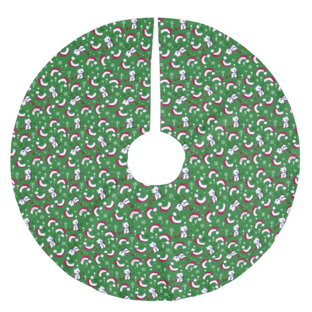KiniArt Westie Christmas Tree Skirt Polyester Weihnachtsbaumdecke (Vorderseite)