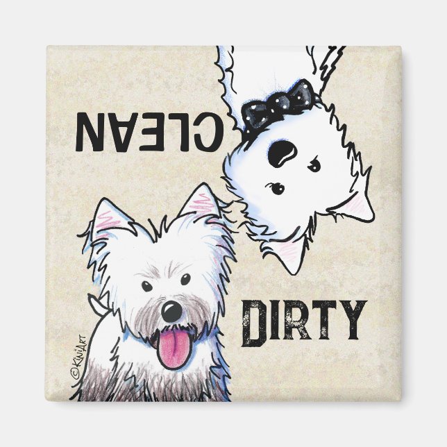 KiniArt Westie Clean Dirty Geschirrspüler Magnet (Vorne)