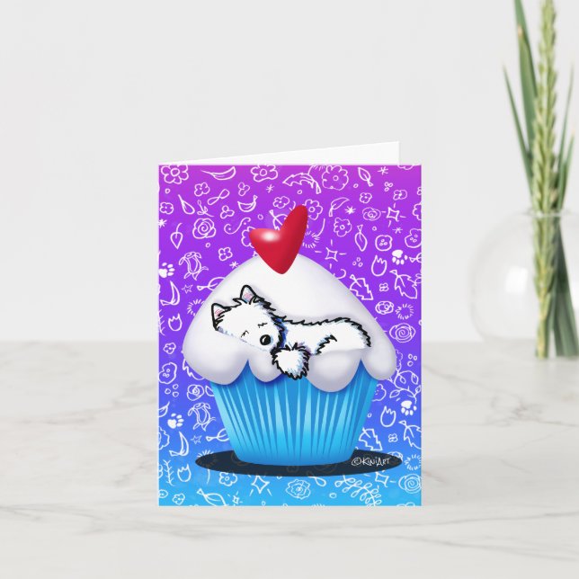 KiniArt Westie Cupcake Einladung (Vorderseite)