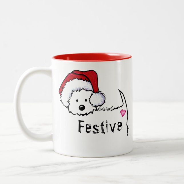 KiniArt Westie Festliche Weihnachtsfeier Tasse (Links)