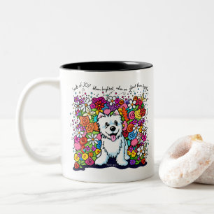 KiniArt Westie Fröhlicher Garten Zweifarbige Tasse