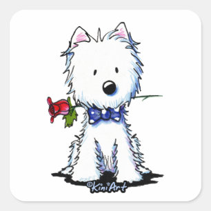 KiniArt Westie Gent Quadratischer Aufkleber