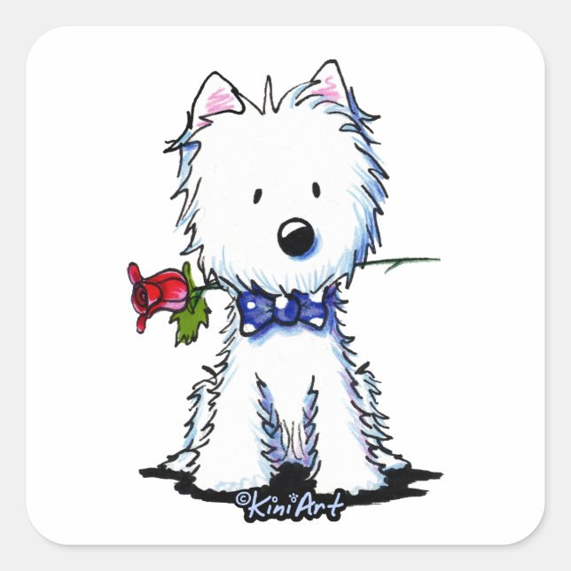 KiniArt Westie Gent Quadratischer Aufkleber (Vorderseite)