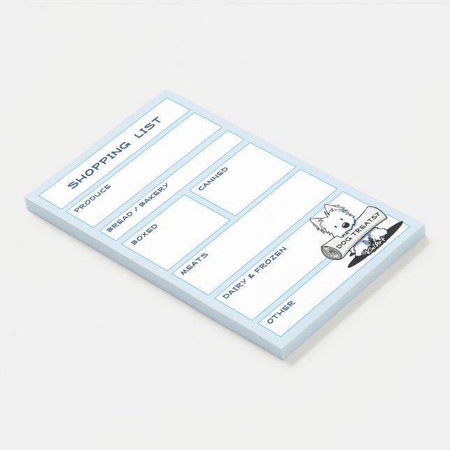 KiniArt Westie Grocery List Postit Post-it Klebezettel (angewinkelt)