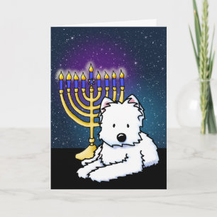 KiniArt Westie Hanukkah Menorah Card Karte