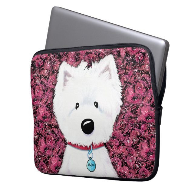 KiniArt Westie Impressions Floral Laptopschutzhülle (Vorderseite Links)