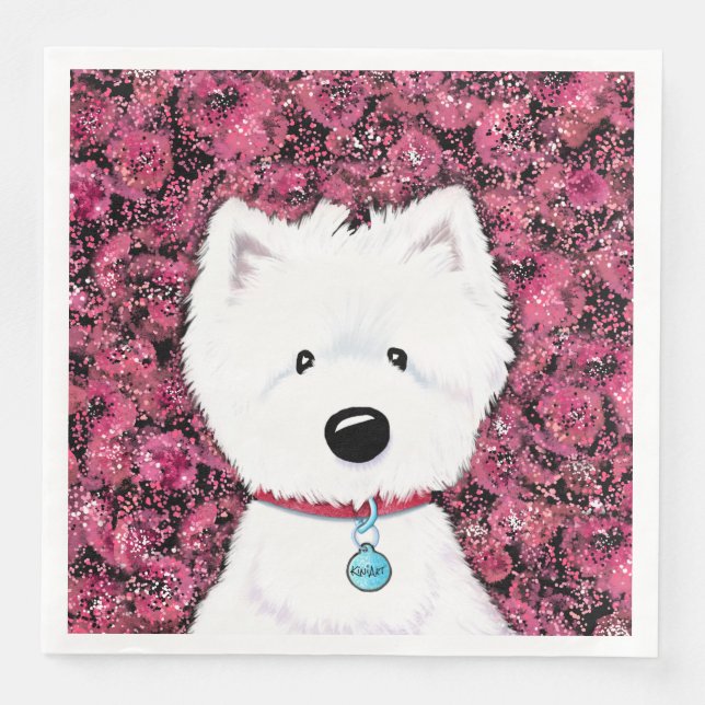 KiniArt Westie Impressions Floral Serviette (Vorderseite)