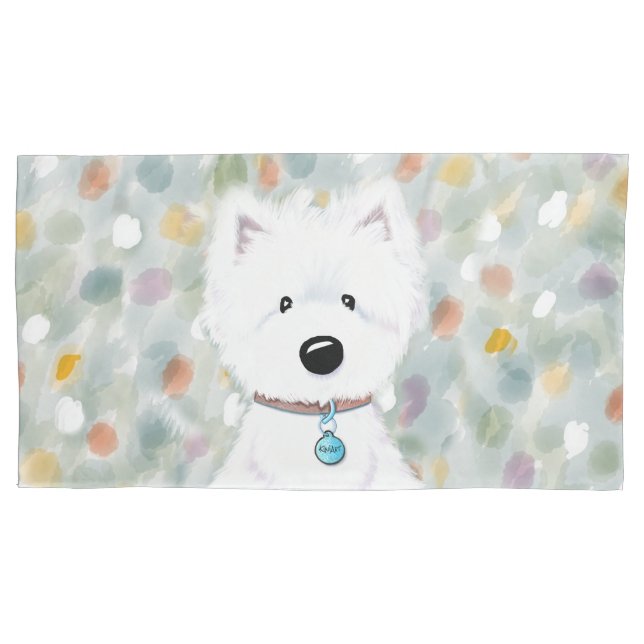 KiniArt Westie Impressions Pillow Case Kissenbezug (Vorderseite-Links)