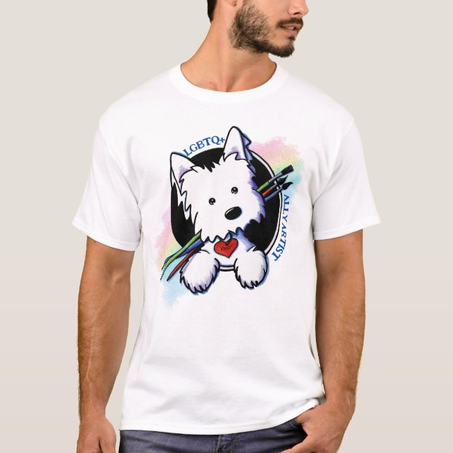 KiniArt Westie LGBTQ+ Ally Artist T-Shirt (Vorderseite)
