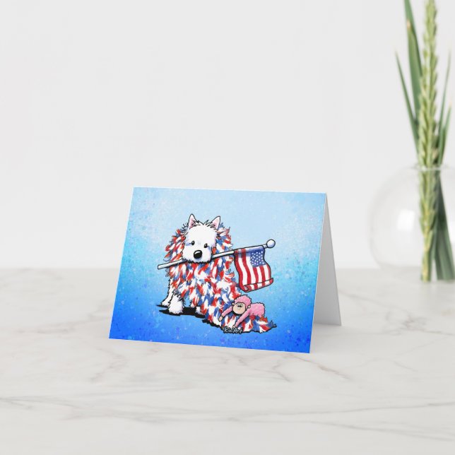 KiniArt Westie Liberty Patriotic Note Card Dankeskarte (Vorderseite)
