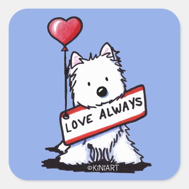 KiniArt Westie Liebe immer Square Stickers (Vorderseite)