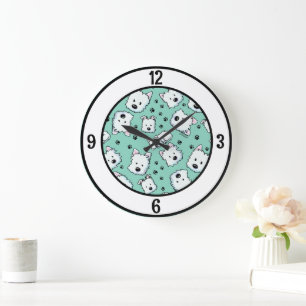 KiniArt Westie Lover Large Clock Große Wanduhr