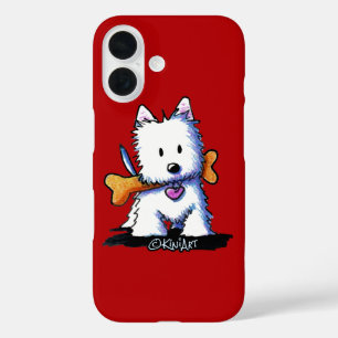 KiniArt™ Westie mit Knochen iPhone 16 Hülle