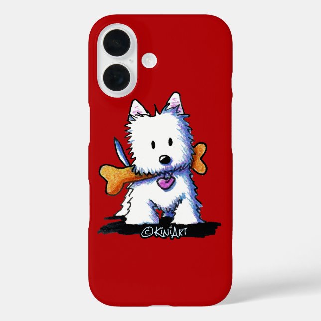 KiniArt™ Westie mit Knochen Case-Mate iPhone Hülle (Rückseite)