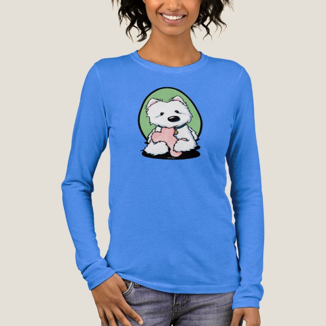 KiniArt Westie mit Knochen Tri-Blend Shirt (Vorderseite)