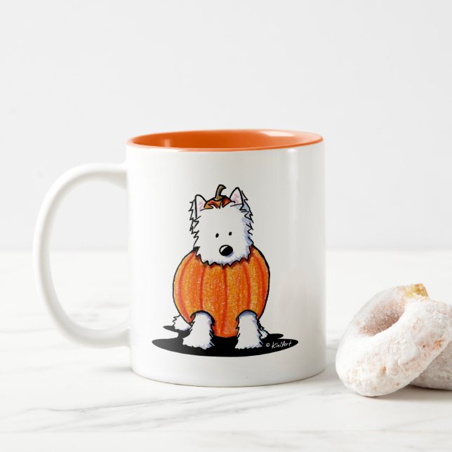 KiniArt Westie Punkin' Zweifarbige Tasse (Mit Donut)