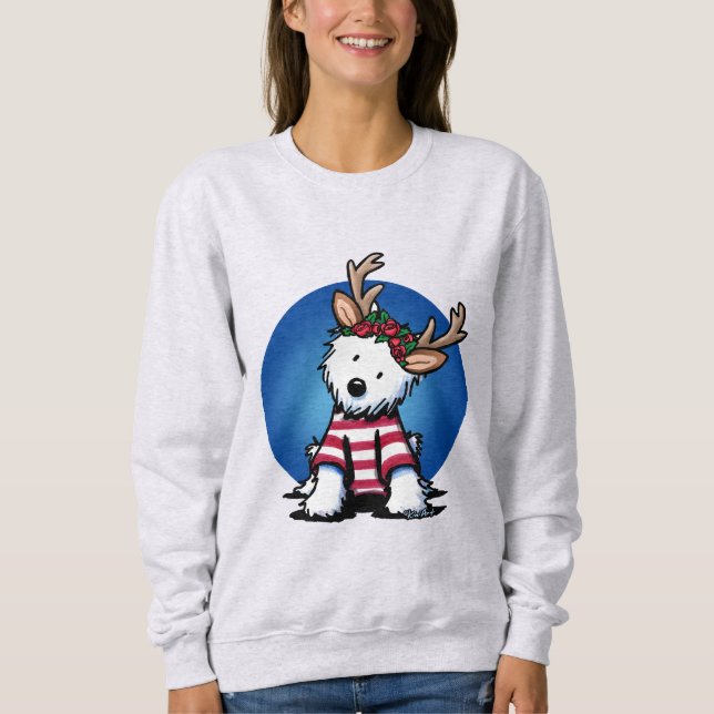 KiniArt Westie Reindeer Christmas Sweatshirt (Vorderseite)