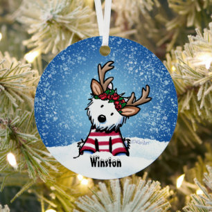 KiniArt™ Westie Rentier Metal Ornament Aus Metall