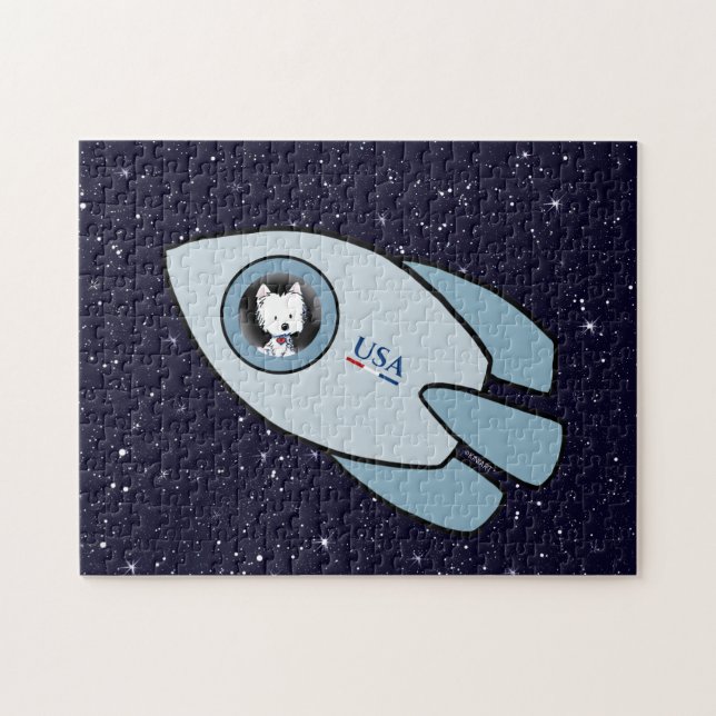 KiniArt Westie Rocket Dog Jigsaw Puzzle (Horizontal)