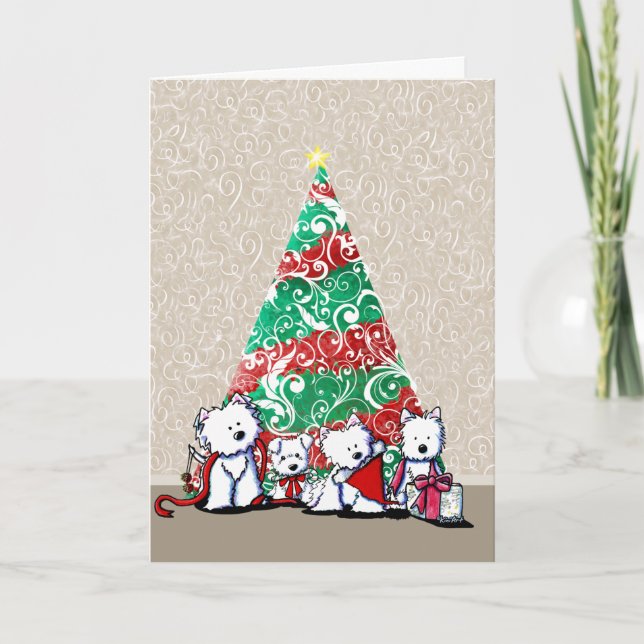 KiniArt Westie Terriers Weihnachtskarte Karte (Vorderseite)