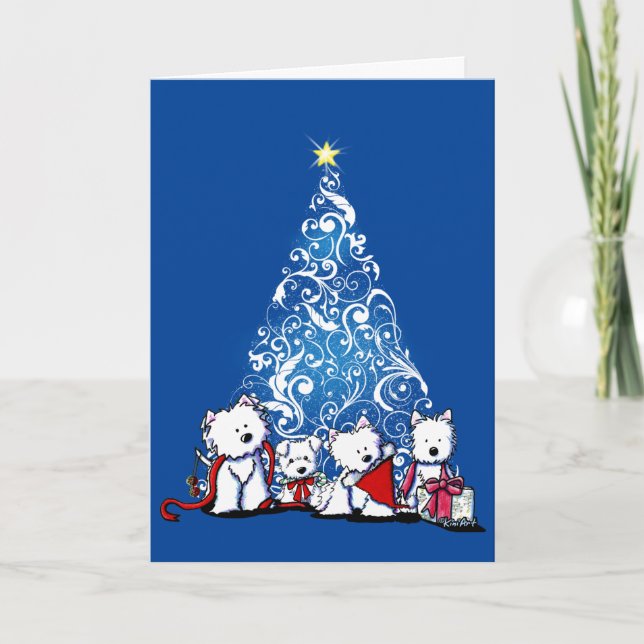 KiniArt Westie Terriers Weihnachtskarte Karte (Vorderseite)