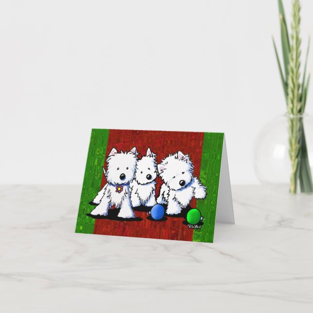 KiniArt Westie Trio Christmas Cards Feiertagskarte (Vorderseite)