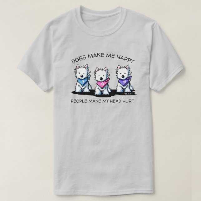 KiniArt Westie Trio Dog Lovers T - Shirt (Design vorne)