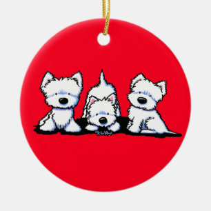 KiniArt Westie Trio Keramik Ornament