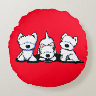 KiniArt Westie Trio Rundkissen Rundes Kissen